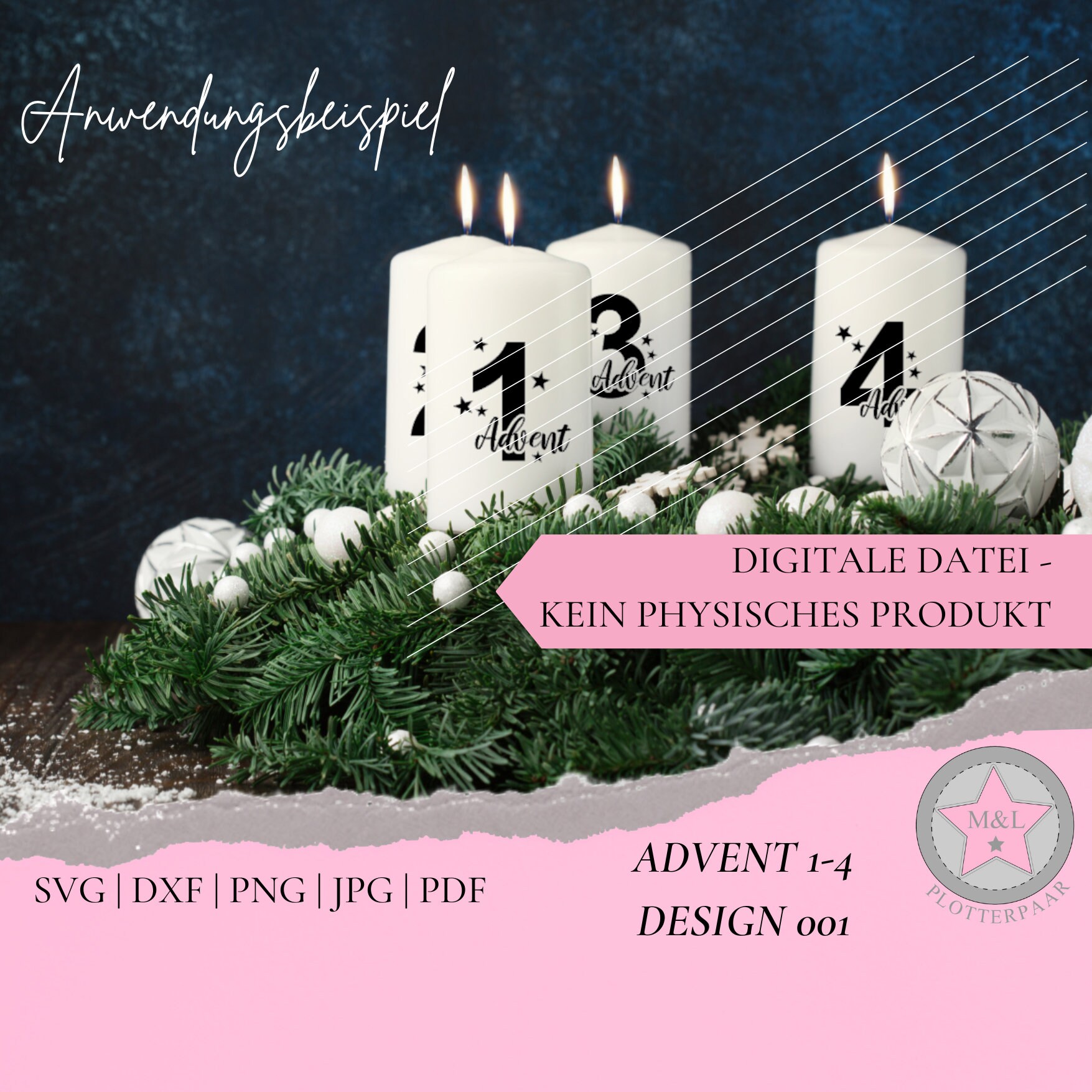 Plotter File Advent 1-4 / 001 ||| Christmas Numbers Wreath Candle ...