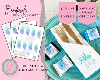 PDF-Datei zum Ausdrucken| Vielen Dank | Banderole Mini Schokolade | Gastgeschenk Taufe Kommunion Konfirmation |  für den privaten Gebrauch!