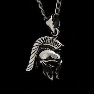 Handmade Sterling Silver Spartan Helmet Pendant with Chain