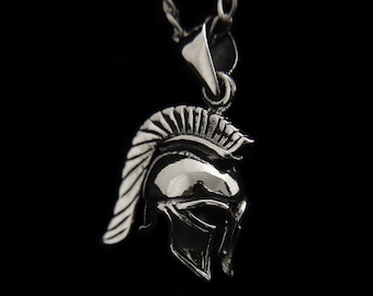 Handmade Sterling Silver Spartan Helmet Pendant with Chain