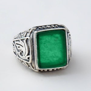 Handmade Jade 925 Sterling Silver Men&#39;s Ring: Orientalist Design