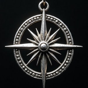 Handmade 925 Sterling Silver Compass Pendant Necklace - Unisex