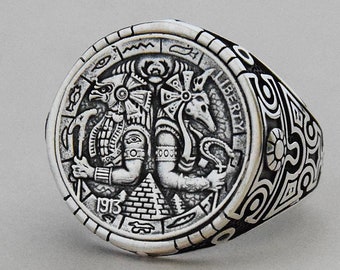 Gods of Egypt 925 Sterling Silver Men's Ring, Silver Ring, Rings for Men, Pharaoh Ring, Men's Silver Ring, Handmade Ring, Rings Men