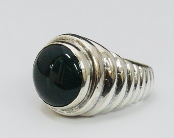 Volute Sterling Silver Men's Ring: Handmade Orientalist Design