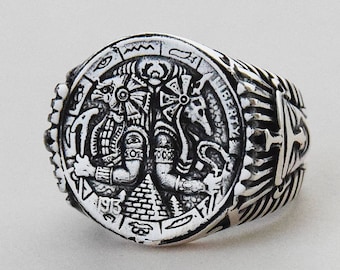 Gods of Egypt 925 Sterling Silver Men's Ring, Silver Ring, Rings for Men, Pharaoh Ring, Men's Silver Ring, Handmade Ring, Rings Men