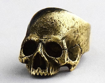 Handmade Brass Skull Ring: Men's Statement Jewelry