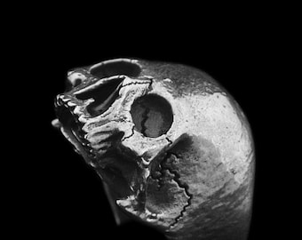 Handmade Decayed Skull 925 Sterling Silver Ring