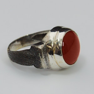 Handmade Red Agate 925 Sterling Silver Men&#39;s Ring