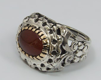 Handmade 925 Sterling Silver Men's Ring with Stone