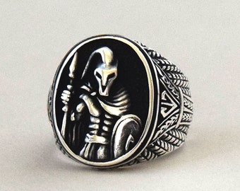 Handmade Spartan Warrior Ring: 925 Sterling Silver Men's Ring