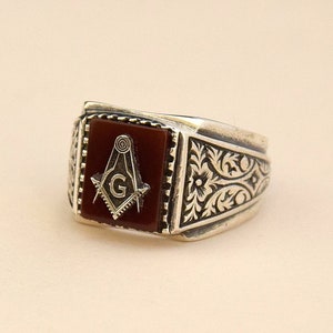 Freemason Ring 925 Sterling Silver Men&#39;s Ring, Silver Ring, Rings for Men, Gift for Him, Men&#39;s Silver Ring, Handmade Ring, Ring Men, Masonic