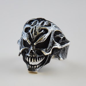 Venom Skull Ring: 925er Sterling Silber Gothic Biker Ring