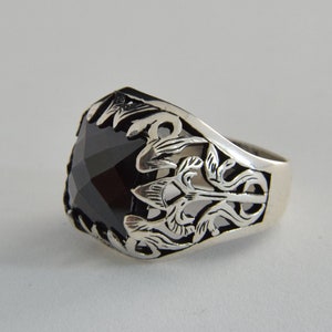 Anillo de plata de ley para hombre hecho a mano: Piedra negra orientalista