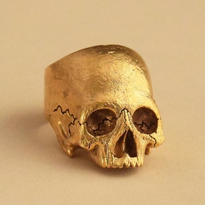 Decayed Skull Ring, Gold Plated Men's Skull Ring, Brass Ring, Rings for Men, Skull Ring, Men's Brass Ring, Handmade Ring, Rings Men, Skull
