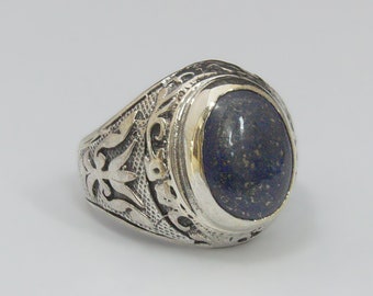 Handmade 925 Sterling Silver Men's Ring with Stone