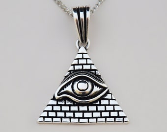 Handgemachte Illuminati Auge 925 Sterling Silber Anhänger - Freimaurer Schmuck