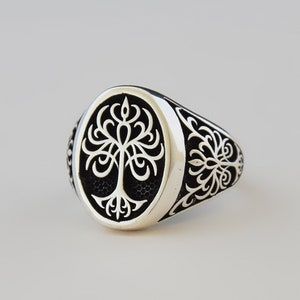 Gondor Sterling Silver Tree of Life Ring - Handmade Men&#39;s Jewelry