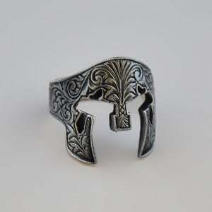 Handmade Spartan Helmet Ring: 925 Sterling Silver Men&#39;s Ring