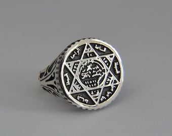 King Solomon's Seal Ring: Handmade 925 Sterling Silver Men's Ring