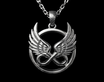 Handmade Sterling Silver Infinity Wings Pendant - Eternity Symbol