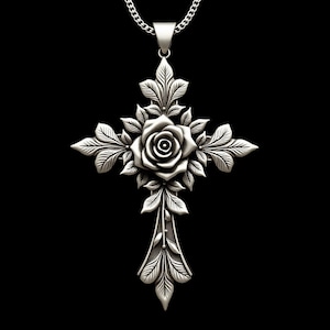 Rose Cross Pendant 925 Sterling Silver Handmade Pendant, Silver Pendant, Christ Pendant, Christian Pendant, Handmade Pendant, Religious Gift