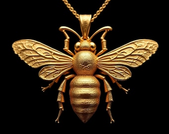 Handmade 14K Gold Bee Pendant: Ancient Egypt Style
