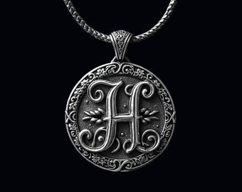H Letter Sterling Silver Pendant Necklace: Handmade Initial Jewelry