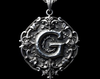 Sterling Silver Initial G Pendant Necklace: Handmade Letter Jewelry