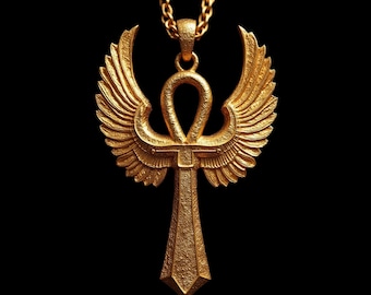 14K Gold Ankh Pendant: Handmade Egyptian Revival Necklace