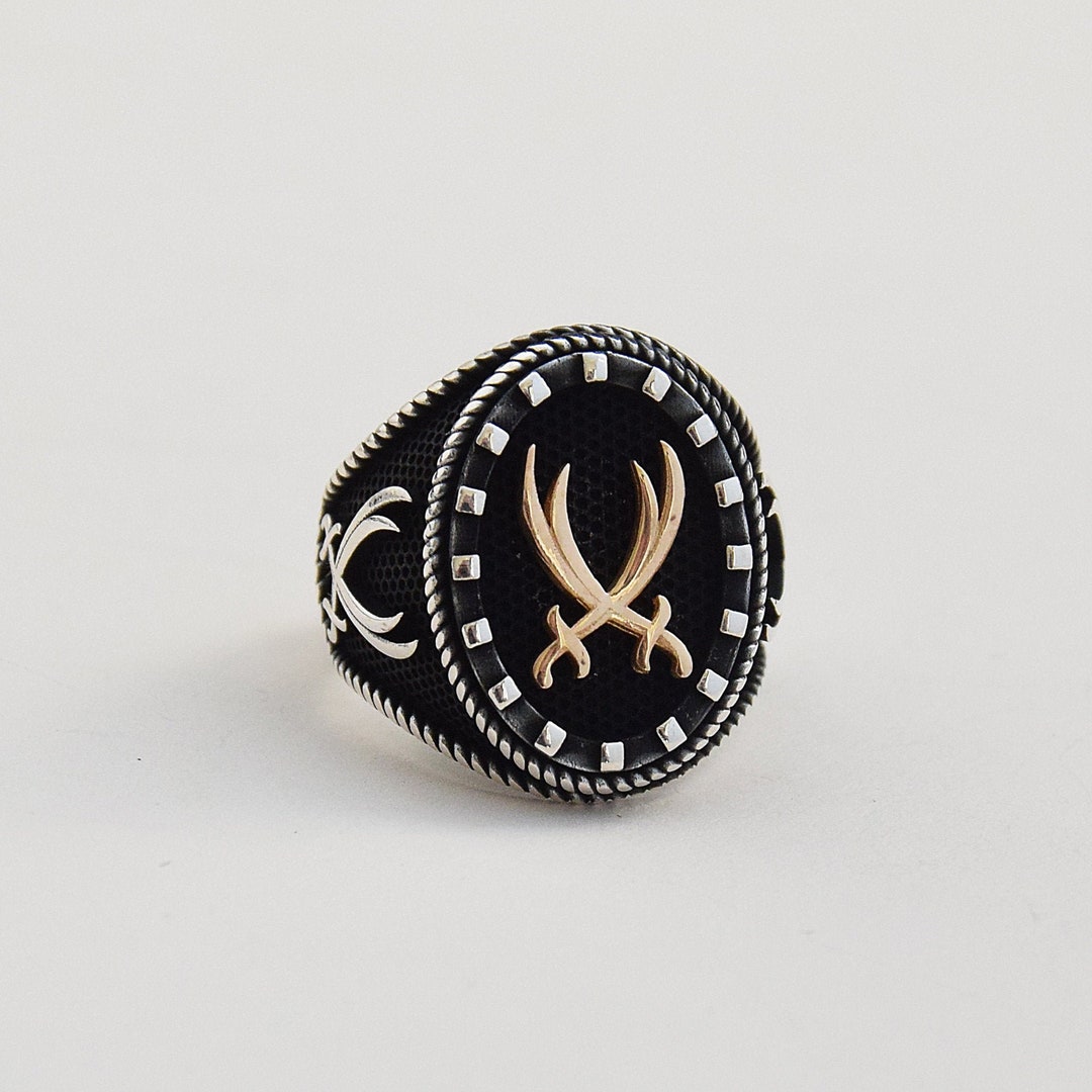Zulfiqar 925 Sterling Silver Men's Ring: Handmade Bronze Swords - Etsy