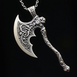 Handmade Celtic Axe Pendant: 925 Sterling Silver Fantasy Necklace