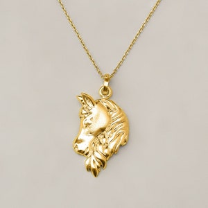 14K Gold Horse Pendant, Handmade Horse Pendant, Gold Pendant, Gold Horse 14K Gold Pendant, Gift for Her, Golden Horse Pendant