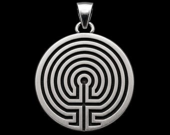 Maze Pendant 925 Sterling Silver Handmade Pendant Labyrinth Necklace