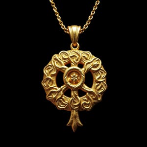 14K Seal of Heaven Pendant, Handmade Seal Pendant, Gold Pendant, Golden Talisman 14K Gold Pendant, Talisman of Heaven, Golden Seal Necklace