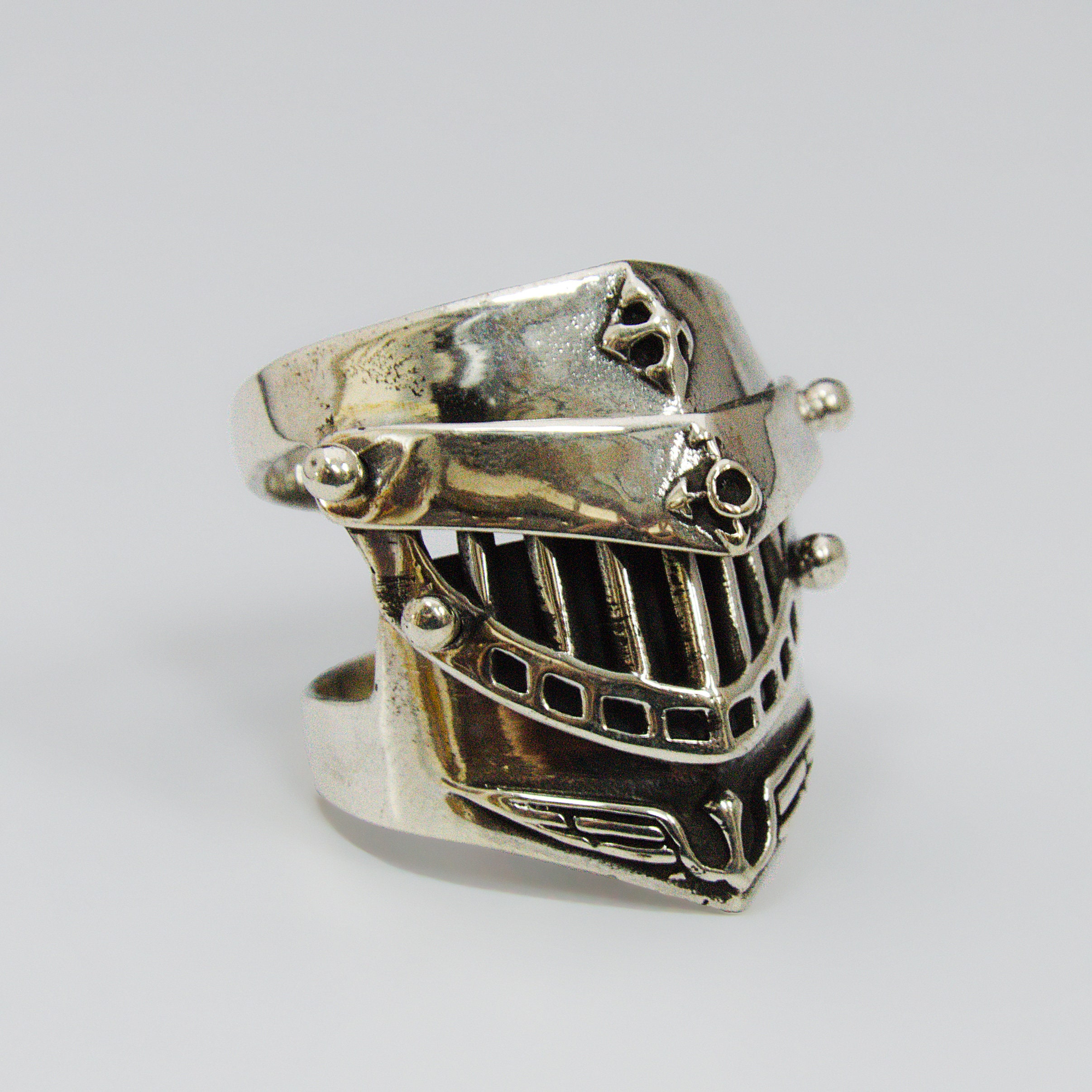 Large Chevalier Sterling Silver Ring with White Diamonds plated in Rose Gold (No 54)