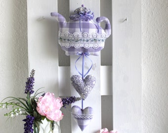 Garland, teapot, spring decoration, country house, lilac, Mother's Day