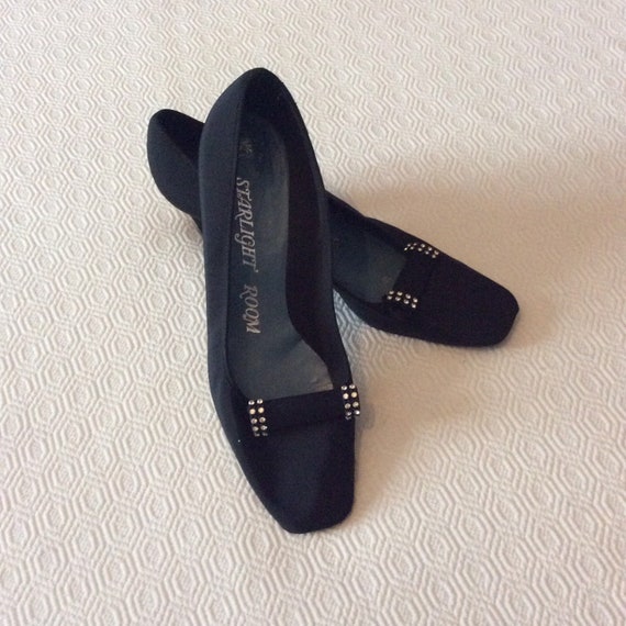 black shoes with diamante detail