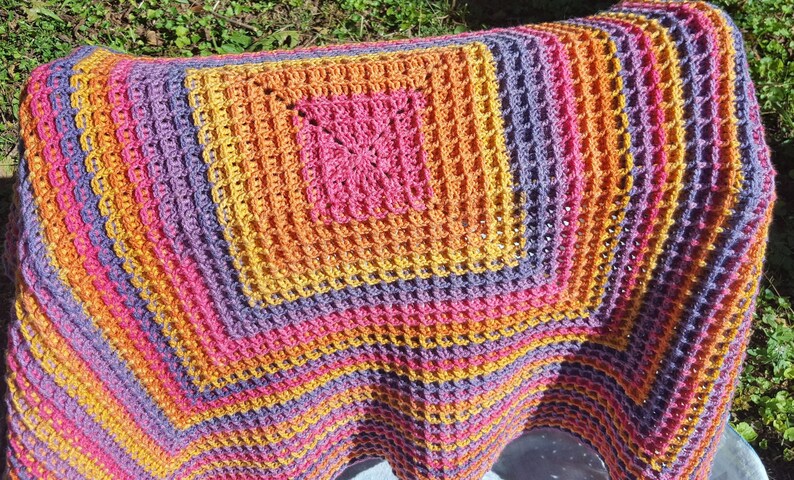 Waffle stitch square crochet throw