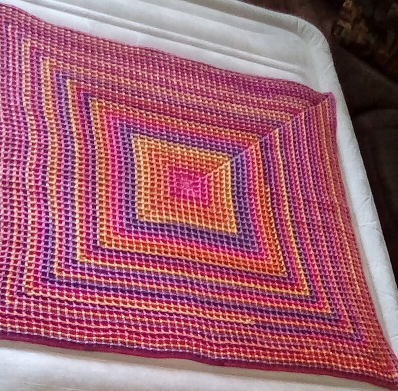 Waffle stitch square crochet throw