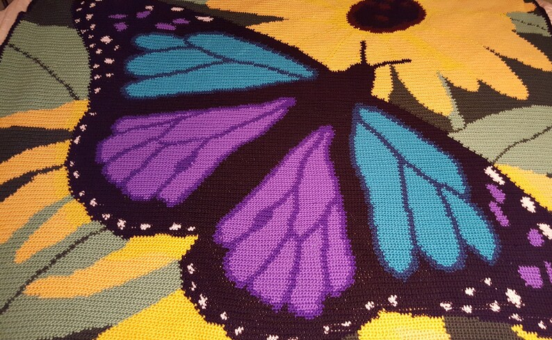 Buterfly Afghan Afghan Throw,Bedding,Living Room Decor,Crochet afghan,Hand made afghan,Handmade,One of a Kind