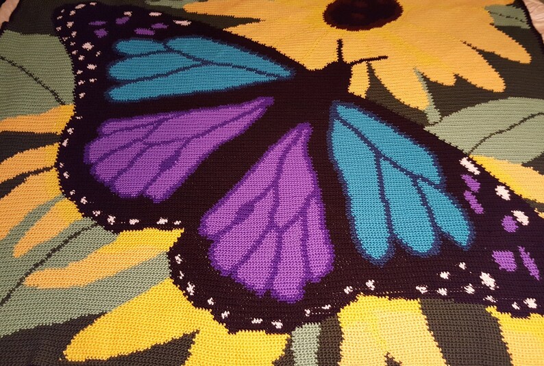 Buterfly Afghan Afghan Throw,Bedding,Living Room Decor,Crochet afghan,Hand made afghan,Handmade,One of a Kind