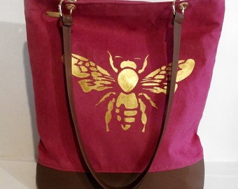 X large bee bag/ tote insect bag / glamour bag, vegan bag