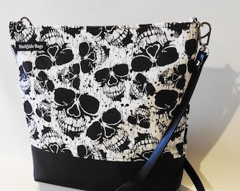 Waterproof bag, Gothic purse, gothic bag, crossover bag, skull purse, vintage purse, oldschool purse