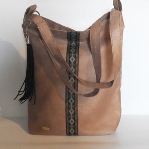 Bolso etno / bolso boho, bolso con flecos, bolso de hombro verde