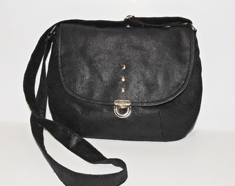Vintage style purse , glam rock style , crossbody bag , super suede purse, black purse / medium reporter