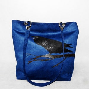 Large shopper bag painted raven image 2