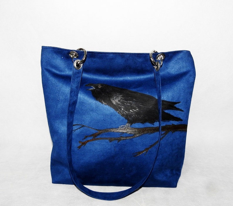 Large shopper bag painted raven image 2