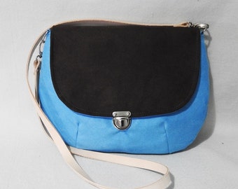 Crossbody bag vintage style / handbag retro /blue bag / suede leather bag/  clutch/  blue purse