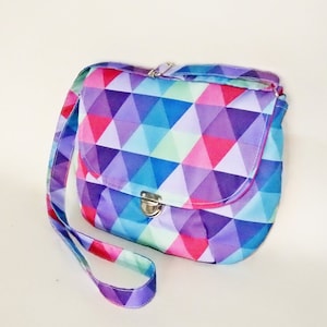 Crossbody bag geometric pattern / energetic pattern purse / EMD style / rave fashion / rave purse / EDM fashion / triangles bag / multicolor