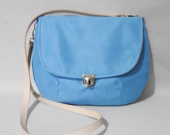 Crossbody bag vintage style / handbag retro /blue bag / suede leather bag/  clutch/  blue purse